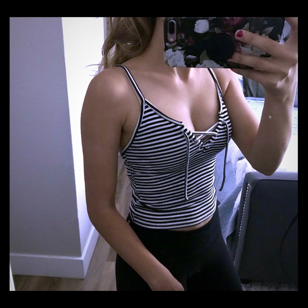 Navy & White striped crop from TopShop